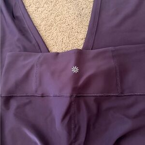 Athleta Purple Leggings with Reflective Logo